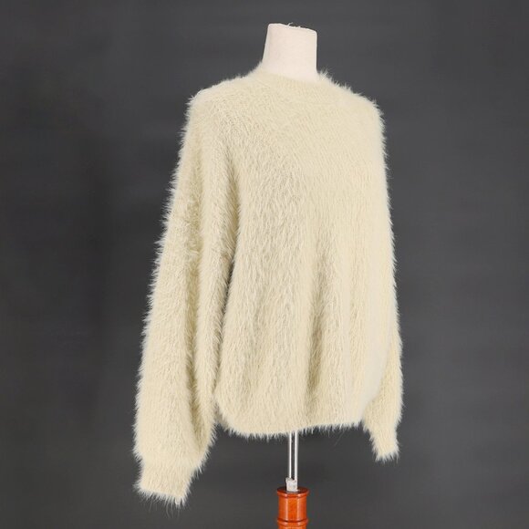 SNDYS Cozi Fuzzy Knit Sweater Oversized Fit in Cream Yellow Size M - Picture 3 of 9